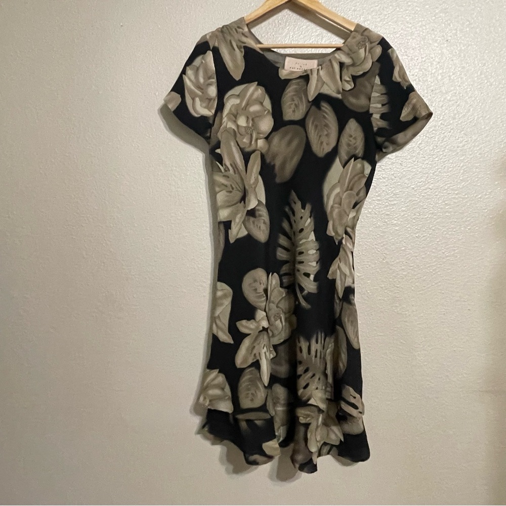 Pat Argenti Silk Floral Fairy Midi Dress (Black/Taupe) - Picture 10 of 15